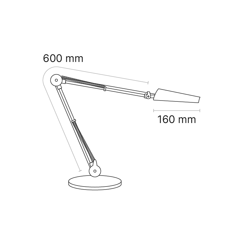 Air-LED series LED workstation task light with 60cm arm and weighted table base, white