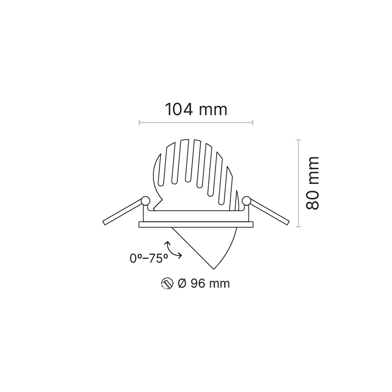 Brescia Small Recessed Downlight MWFL 3000K Ra80 DALI Dimmable Fixed Output Black