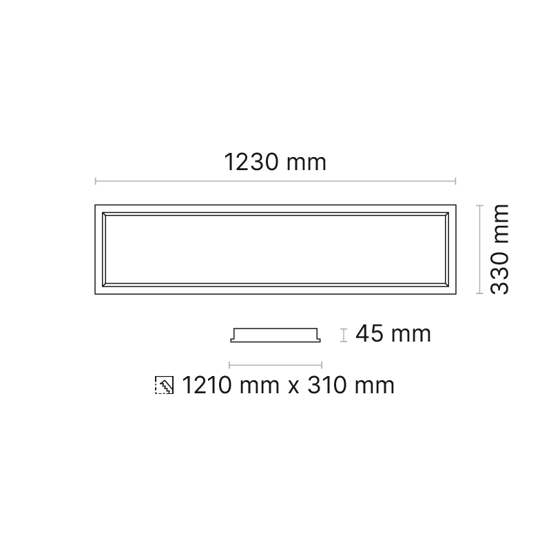 ORTA HEALTH L 1200x300 (nom. ) Plaster Recessed Opalescent 500mA Casambi 4000K Ra95