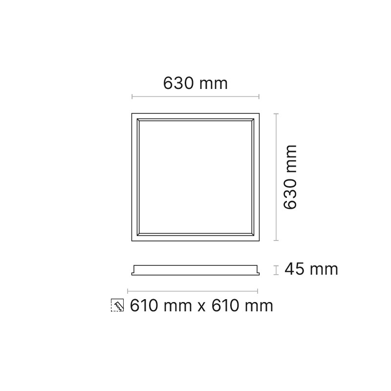 ORTA M 600x600 (nom. ) Plaster Recessed MicroPrismatic 180mA DALI DT8 Dimmable MelaGen ReGen