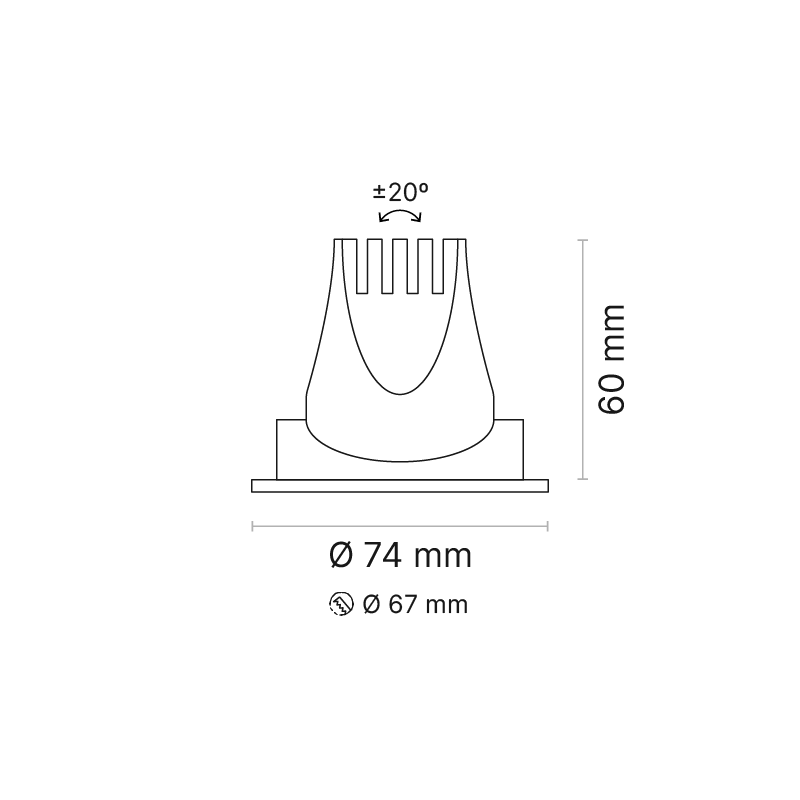 Venice 2 Downlight Tiltable Round 180mA MWFL Optic Fixed Output 4000K Ra90 Black Finish