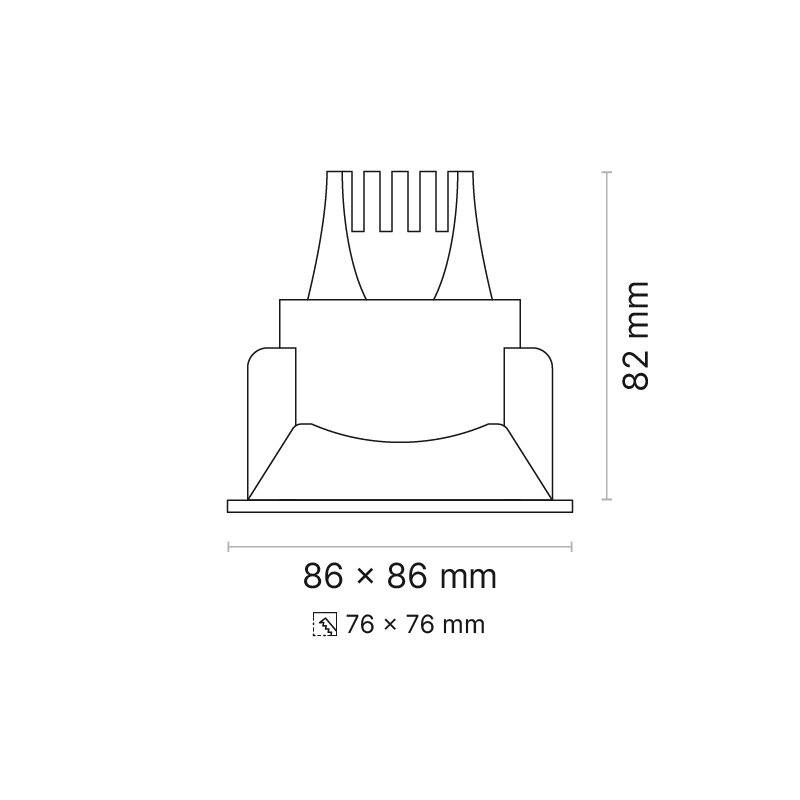 Venice 4 Downlight Fixed Square 180mA SP Optic Fixed Output 3000K Ra90 Black Finish
