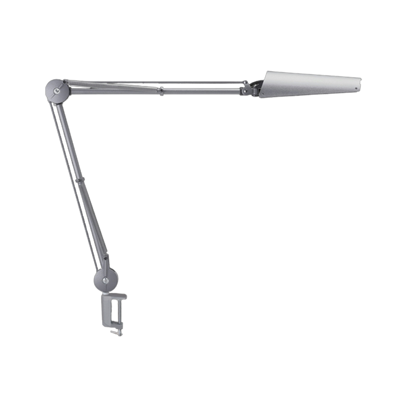 Air-LED series LED workstation task light with 60cm arm and weighted table base, aluminium grey