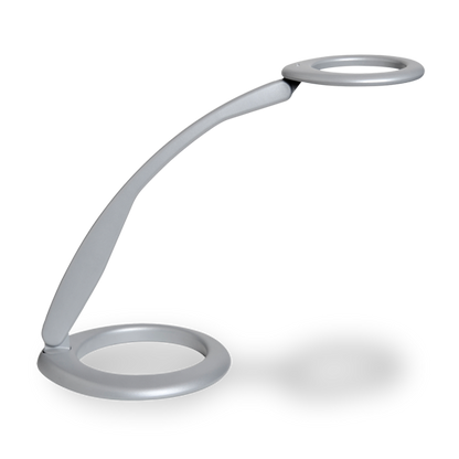 360 series LED workstation task light with integrated table base, aluminium grey