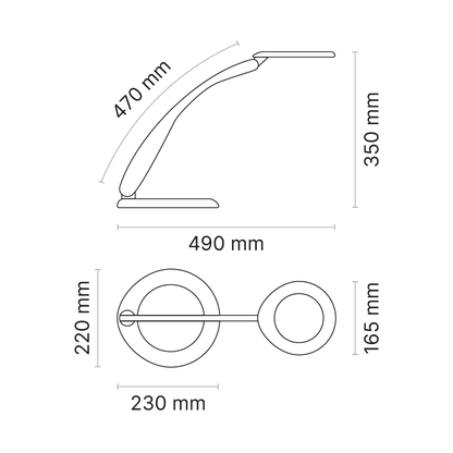360 series LED workstation task light with integrated table base, black