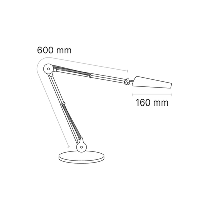 Air-LED series LED workstation task light with 60cm arm and weighted table base, white