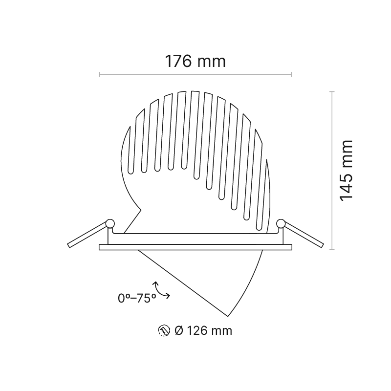 Brescia Large Recessed Downlight MWFL 3000K Ra80 DALI Dimmable Fixed Output Black