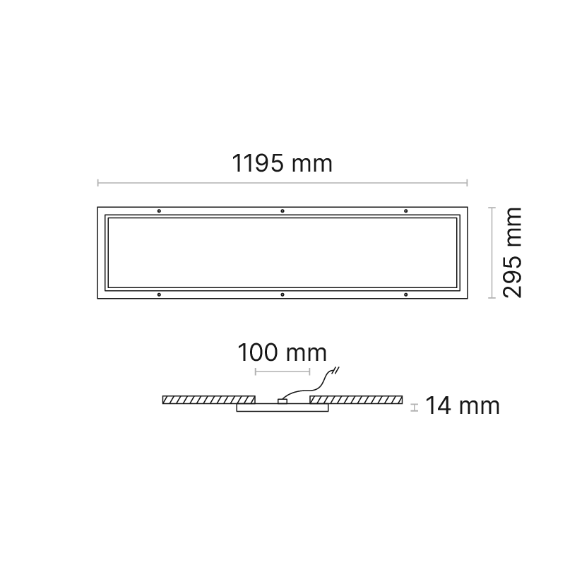 Clinic Surface Mounted 1200x300mm (nom.) Phase-Cut Dimmable 500mA Opalescent 4000K Ra90