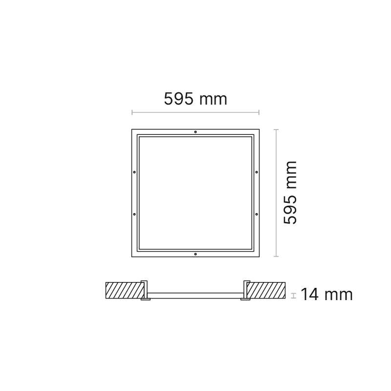 Clinic Bondor Recessed 600x600mm (nom.) Fixed Output 500mA Opalescent 4000K Ra90