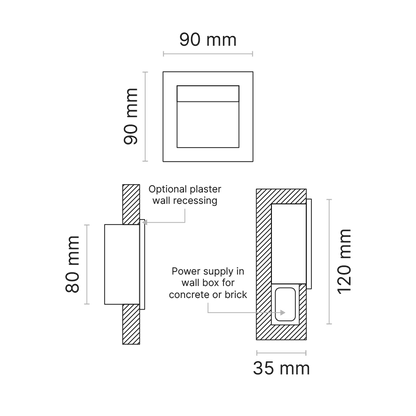 Cremona Recessed Wall 3000K Ra80 Fixed Output White