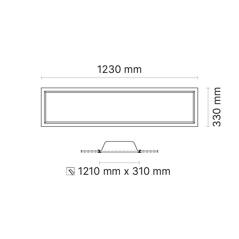 ORTA L 1200x300 (nom. ) Plaster Recessed MicroPrismatic 350mA DALI Dimmable 3000K Ra90