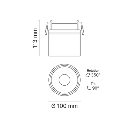 PRATO RECESSED series Recessed Adjustable Spotlight/Downlight DALI Dimmable 4000K MWFL Beam Ra90 Black