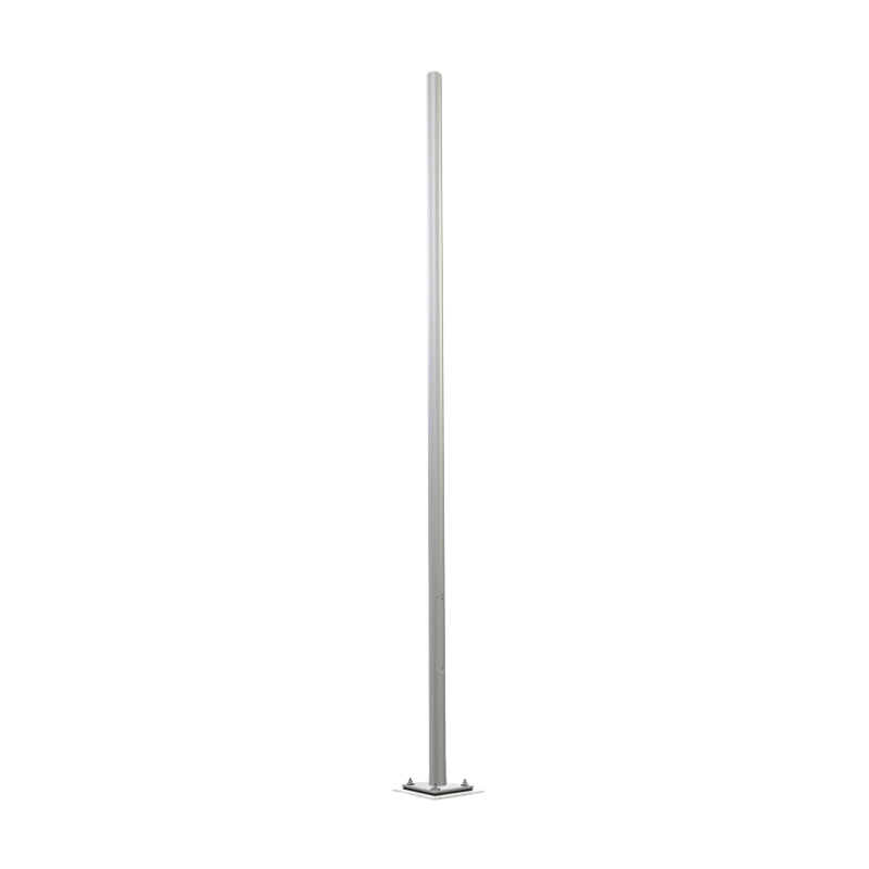 Tubal cylindrical aluminium pole with baseplate, 4.5m high