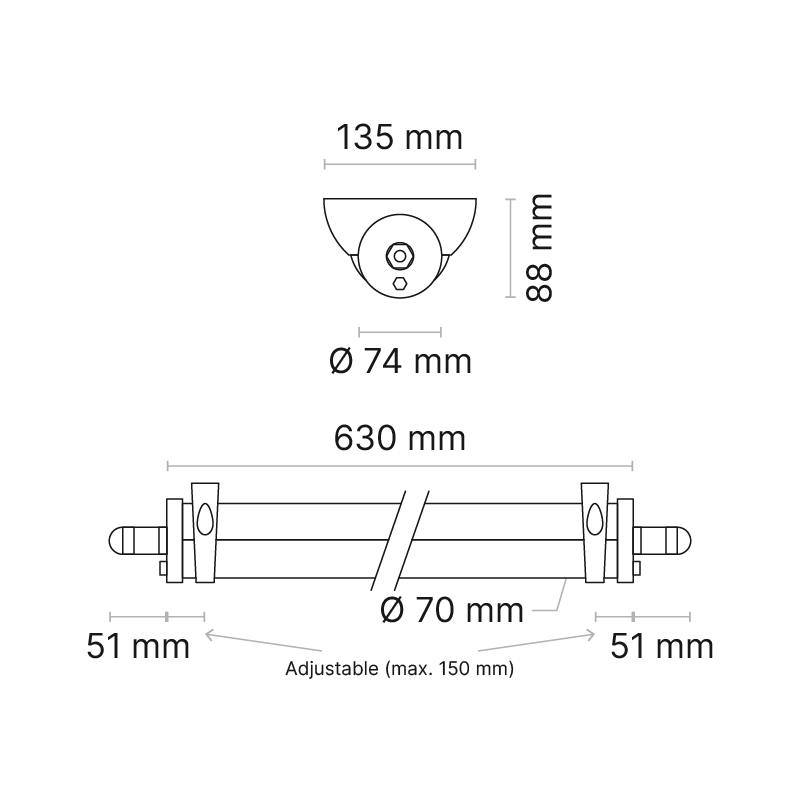 VRLX 600mm (nom.) High Power Opal Fixed Output MelaGen® Calm Through-Wired with Technopolymer Mounts