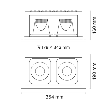 Venice 20 Box 2-Element FL Optic Fixed Output 3000K Ra80 Black