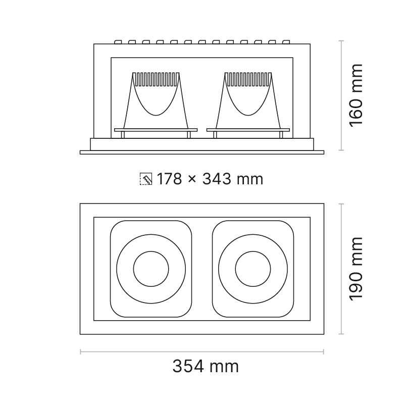 Venice 20 Box 2-Element FL Optic Fixed Output 3000K Ra80 Black