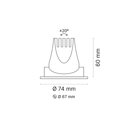 Venice 2 Downlight Tiltable Round 180mA MWFL Optic Fixed Output 4000K Ra90 Black Finish
