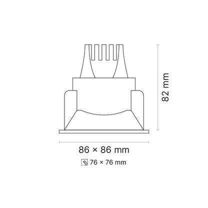 Venice 4 Downlight Fixed Square 180mA SP Optic Fixed Output 3000K Ra90 Black Finish