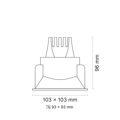 Venice 8 Downlight Fixed Square 350mA MWFL Optic Fixed Output 4000K Ra90 Black Finish