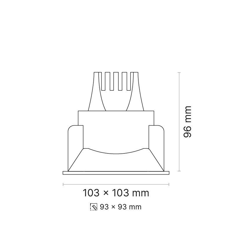 Venice 8 Downlight Fixed Square 350mA MWFL Optic Fixed Output 4000K Ra90 Black Finish