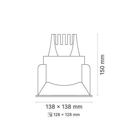 Venice 28 Downlight Fixed Square 700mA MWFL Optic Fixed Output 4000K Ra90 White Finish