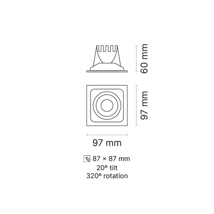 Venice 2 RPV Plate 1-Element FL Optic DALI Dimmable 3000K Ra90 White/Black