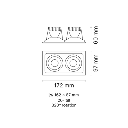 Venice 2 RPV Plate 2-Element FL Optic Phase-Cut Dimmable 3000K Ra90 White/Black