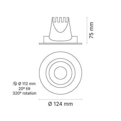Venice 6 RPV Round 180mA VWFL Optic Fixed Output 3000K Ra90 White/Black