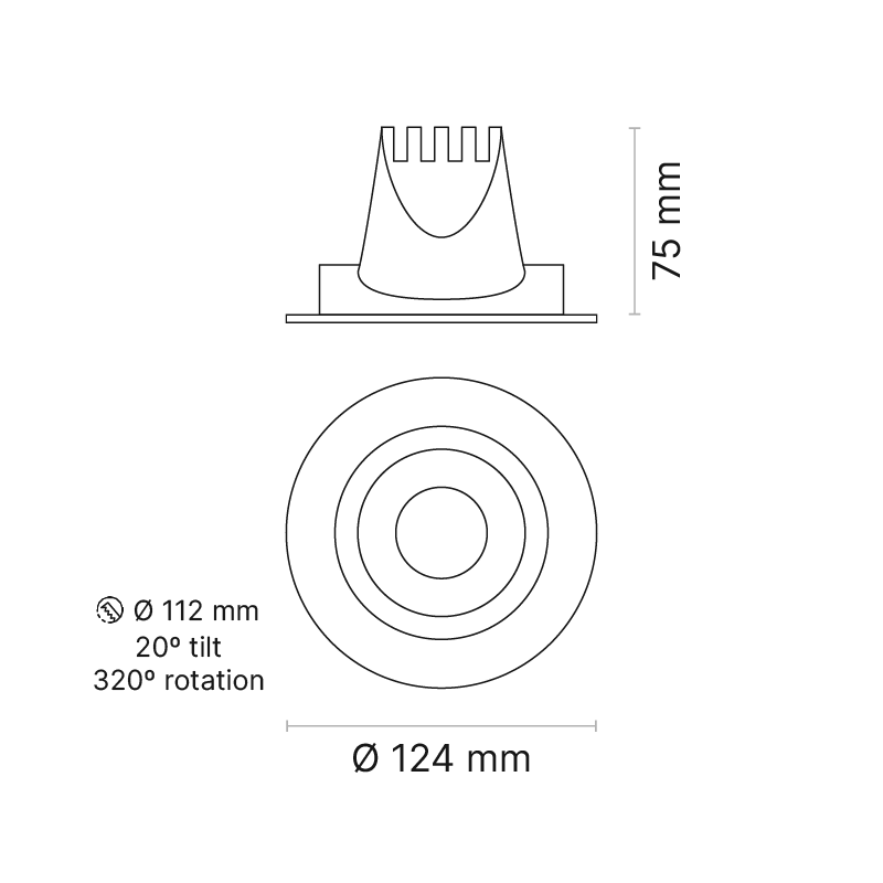 Venice 6 RPV Round 180mA VWFL Optic Fixed Output 3000K Ra90 White/Black