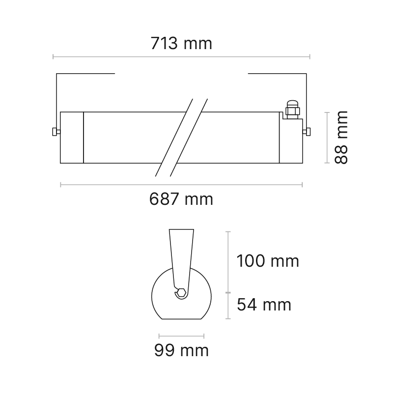 Versatube Cylindrical 600mm (nom.) High Power Batwing Fixed Output MelaGen® Calm Single Point White
