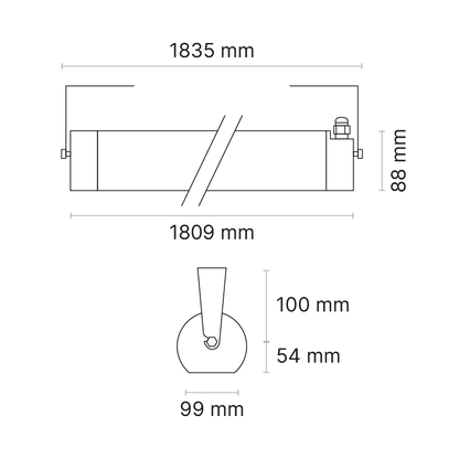 Versatube Cylindrical 1800mm (nom.) High Power Medium Beam DALI Dimmable 4000K Ra80 Single Point Black